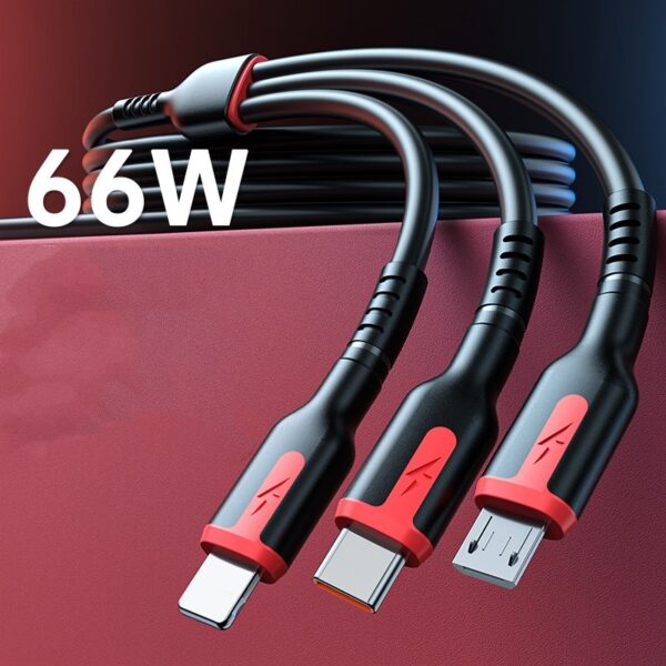Fast Charge Data Cable One Drag Three 66W Braided USB - Image 7