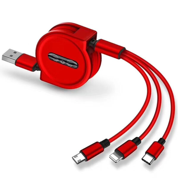 One Tow Three Telescopic Data Cable, Three In One Fast Charging Cable - Image 7
