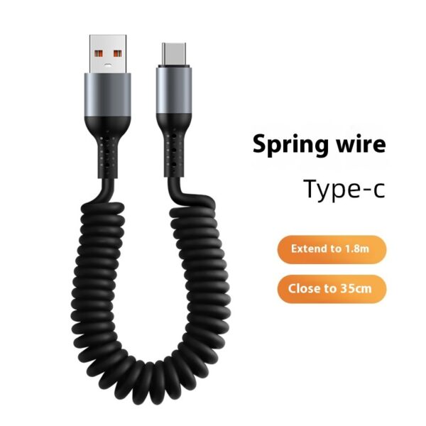Spring Retractable Storage Mobile Phone Charging Cable - Image 2