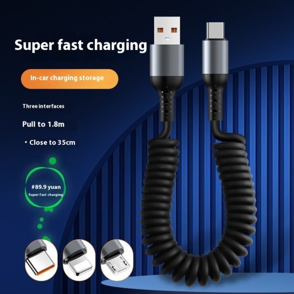 Spring Retractable Storage Mobile Phone Charging Cable - Image 7