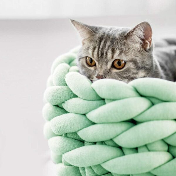 Cat Basket Bed Cotton Knitted Round Pet Beds For Cats Cute Boho Cat Pet Bed Warm Woven Cat Nest For Puppy Kitten Cats Dogs - Image 8