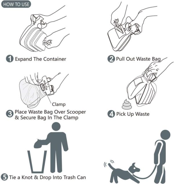 Pooper Scooper Portable And Handheld Size For Walking Large And Small Dogs Outside Yard Or Travel Outdoors Pup Poop Scoop With Container And Pet Waste Bag Attachment - Image 9