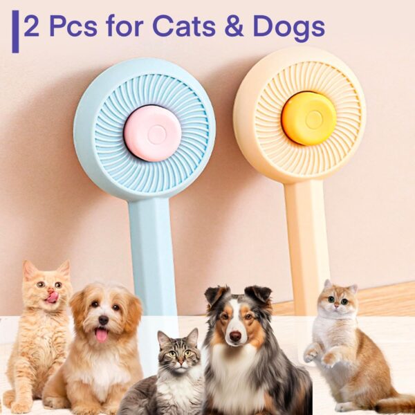 Cat Grooming Brushes Pet Hair Cleaner Brush Pet Massage Brushes For Cats Dogs With Self-Cleaning Button Pet Shedding Brush For Removing Tangles Loose Fur - Image 7