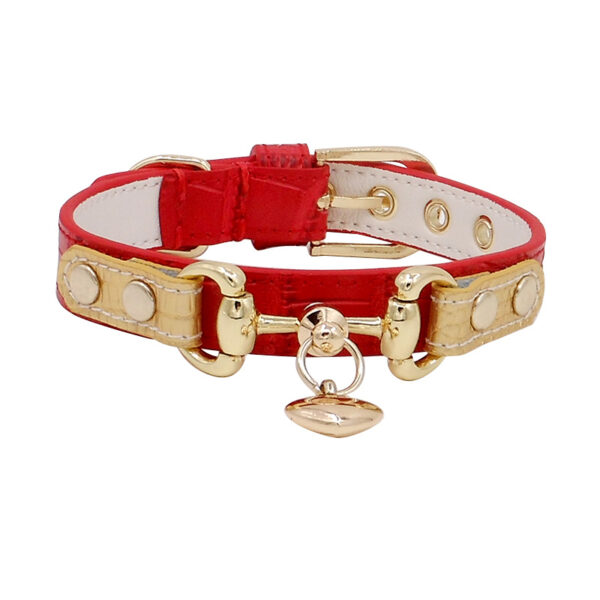 Lizard Pattern Double Buckle Leather Pet Collar - Image 2