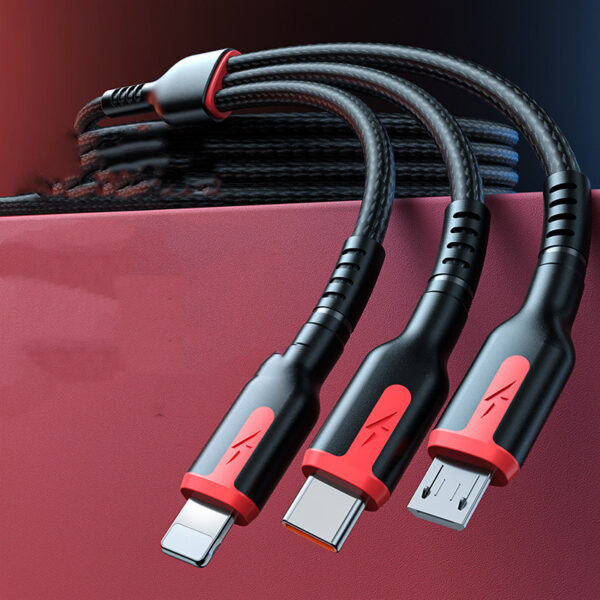 Fast Charge Data Cable One Drag Three 66W Braided USB - Image 8