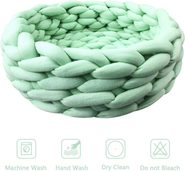 Cat Basket Bed Cotton Knitted Round Pet Beds For Cats Cute Boho Cat Pet Bed Warm Woven Cat Nest For Puppy Kitten Cats Dogs - Image 2