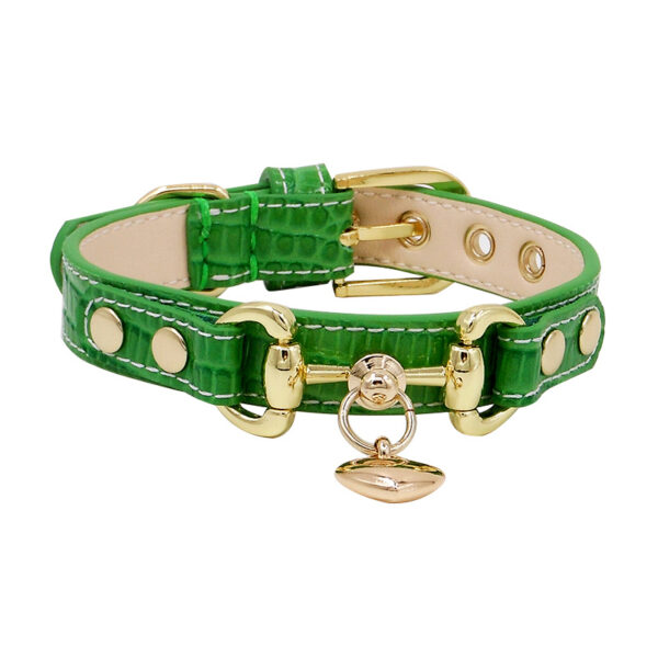 Lizard Pattern Double Buckle Leather Pet Collar - Image 4