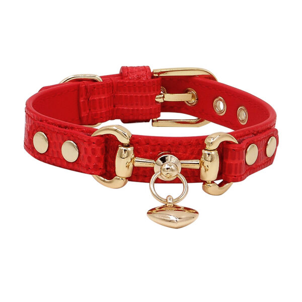 Lizard Pattern Double Buckle Leather Pet Collar - Image 3