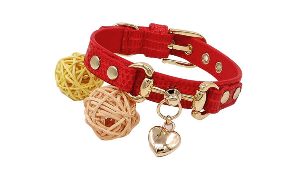 Lizard Pattern Double Buckle Leather Pet Collar - Image 6