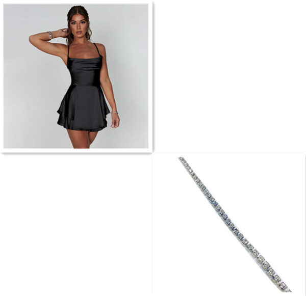 Sexy Suspender Skirt For Women Elegant Slim Strap Satin Backless Lace Up A-Line Short Dress Lady - Image 6