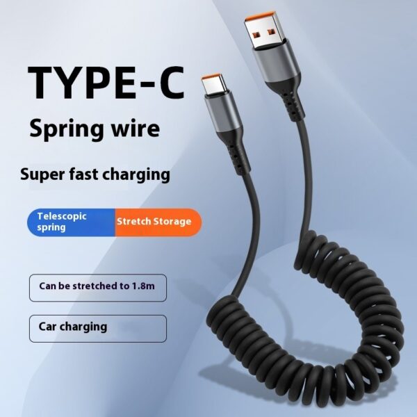 Spring Retractable Storage Mobile Phone Charging Cable - Image 8