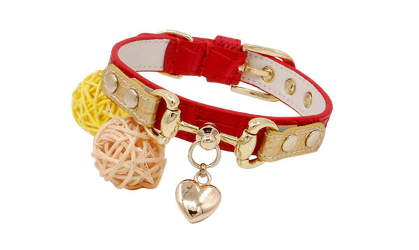 Lizard Pattern Double Buckle Leather Pet Collar