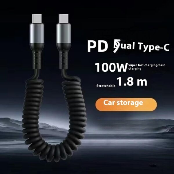 Spring Retractable Storage Mobile Phone Charging Cable - Image 3