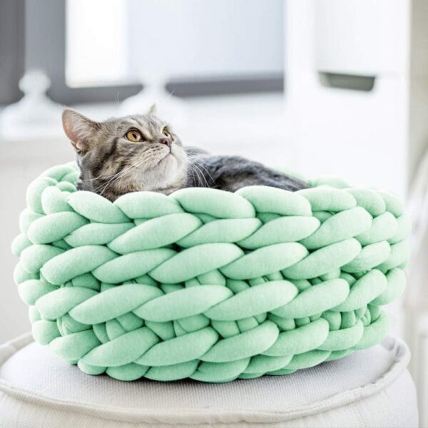 Cat Basket Bed Cotton Knitted Round Pet Beds For Cats Cute Boho Cat Pet Bed Warm Woven Cat Nest For Puppy Kitten Cats Dogs - Image 6