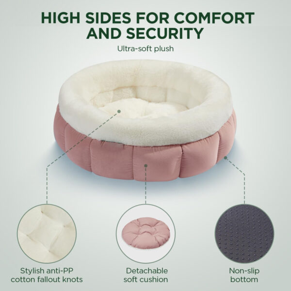 basket beds for pets Donut Dog Beds For Small Dogs - Round Cat Beds For Indoor Cats Washable Pet Bed For Puppy And Kitten With Anti-Slip Bottom - Image 5