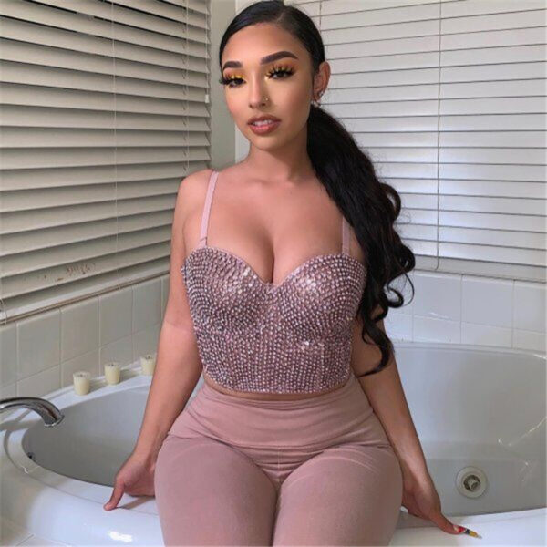 Sexy flash diamond solid color camisole - Image 5
