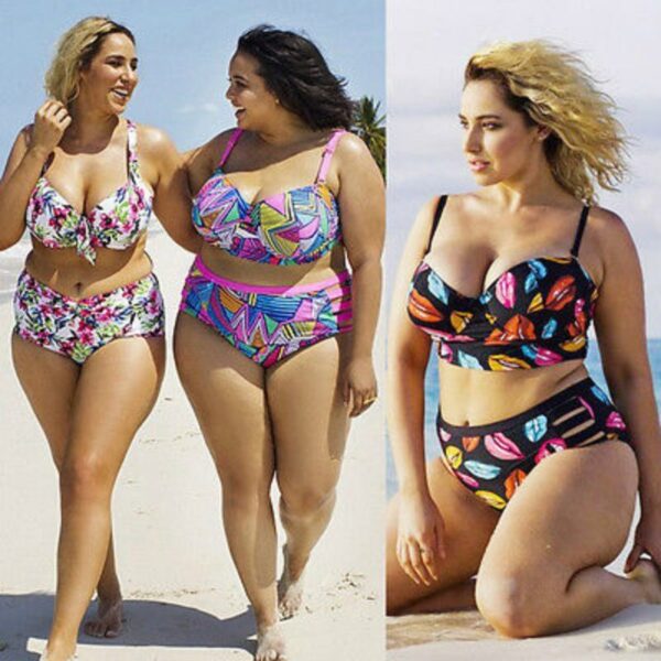 Split high waist large lip bandage cutout bikini