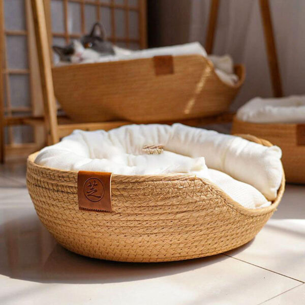 Surrounding Pillow Type Rattan Cat Litter Hanging Basket Cat Bed Four Seasons - Image 3