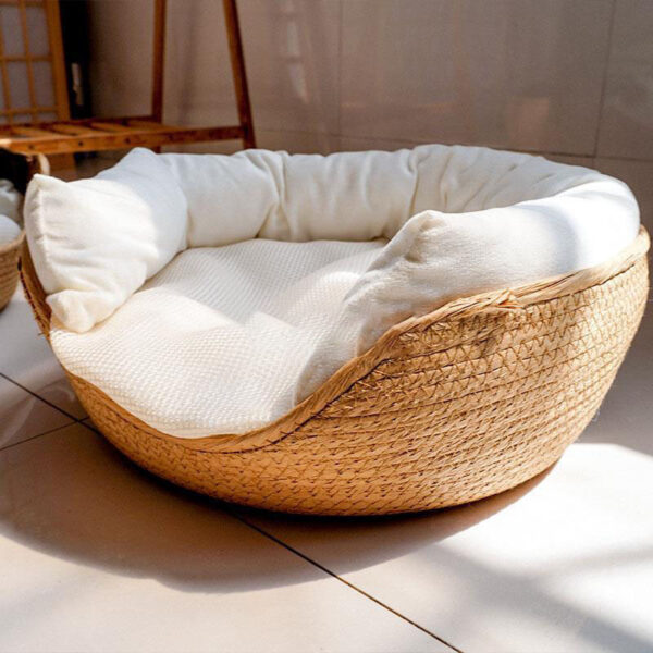 Surrounding Pillow Type Rattan Cat Litter Hanging Basket Cat Bed Four Seasons - Image 2