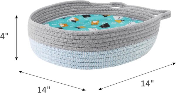 basket bed for pet Round Cat Bed For Indoor Cats Cat Basket Bed  Wicker Cat Donut Beds Cooling Cat Nest For Summer Sleeping Washable Pet Pad For Cat Scratching - Image 5