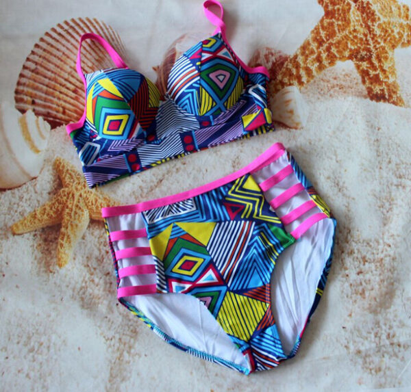Split high waist large lip bandage cutout bikini - Image 5