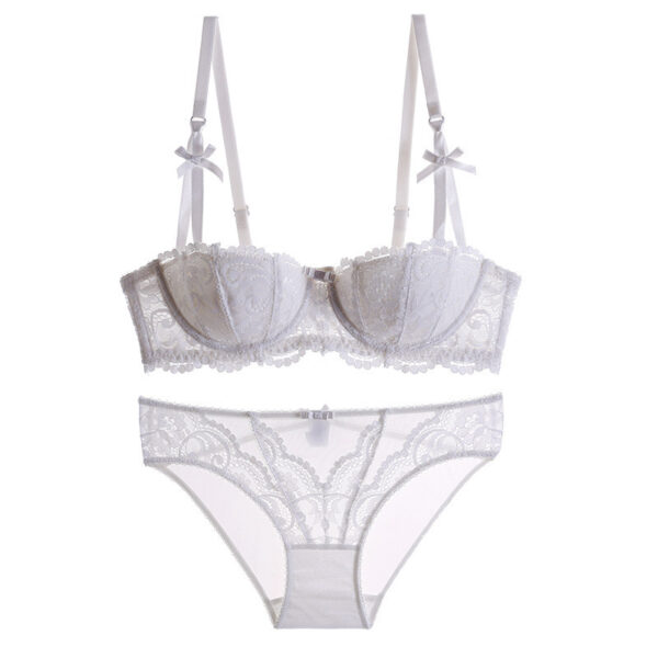 European And American Sexy Underwear Women's Court Vine Jacquard Half Cup Lace Bra - Image 6