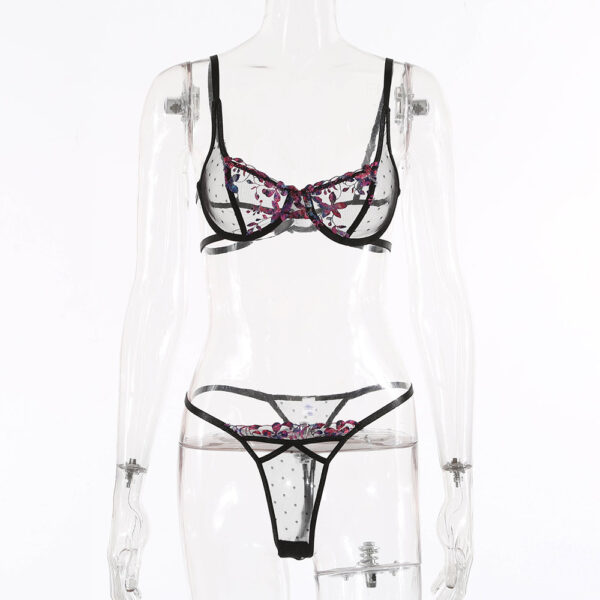 Women's Sexy Embroidered Undulating Lace Underwear Set - Image 2