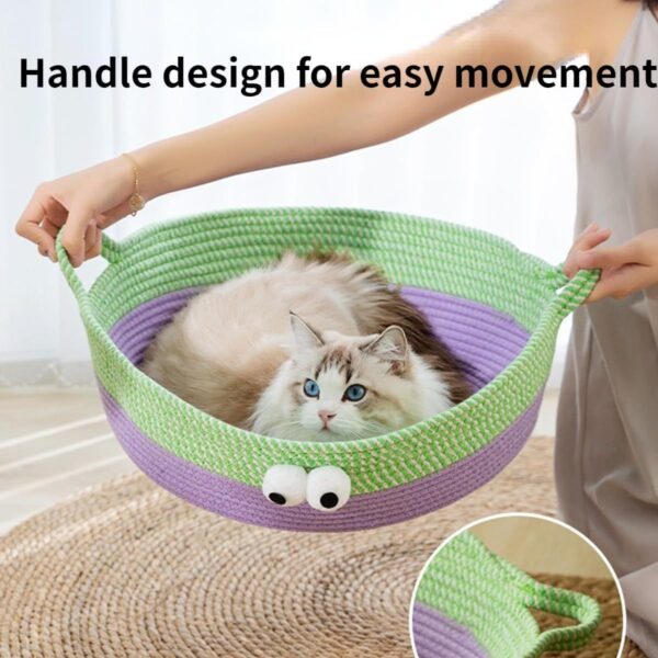 basket  bed for cats Scratch Cat Bed For Indoor Cats Woven Cotton Rope Cat Beds Round Pet Bed For Puppy And Kitten Washable Small Dog Bed Nest Beds For Cats Kitties Puppy Pets - Image 7