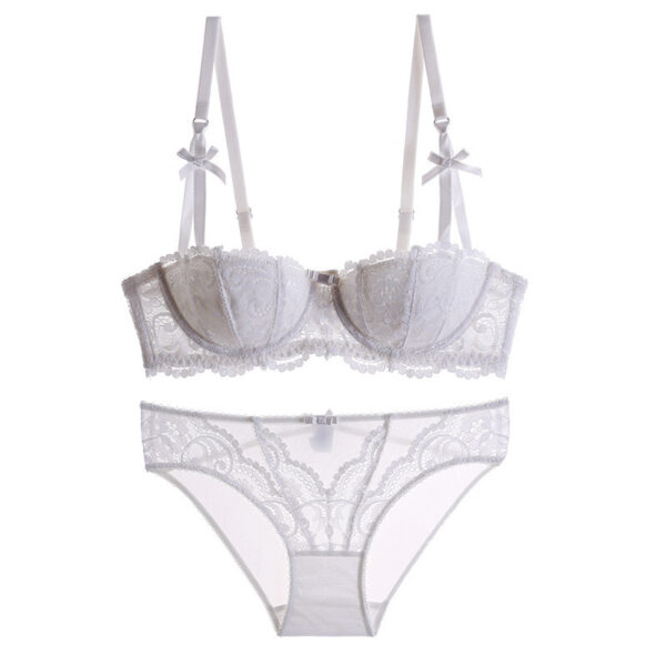 European And American Sexy Underwear Women's Court Vine Jacquard Half Cup Lace Bra - Image 5
