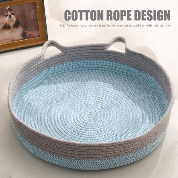 basket bed for pet Round Cat Bed For Indoor Cats Cat Basket Bed  Wicker Cat Donut Beds Cooling Cat Nest For Summer Sleeping Washable Pet Pad For Cat Scratching - Image 3