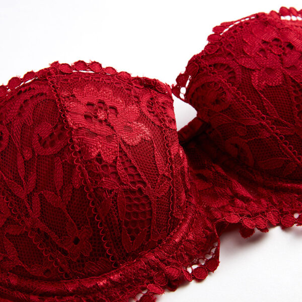 European And American Sexy Underwear Women's Court Vine Jacquard Half Cup Lace Bra - Image 8