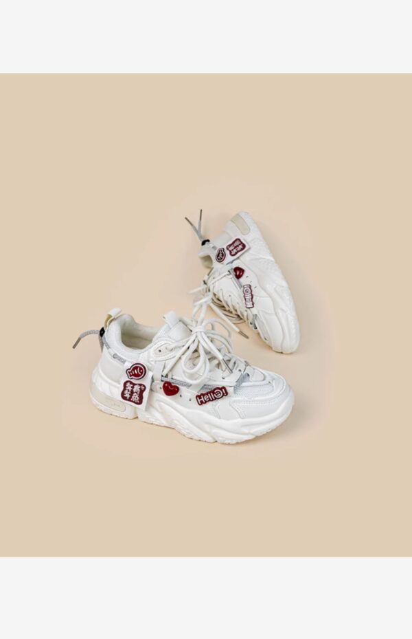 White Thick Soled Sports And Leisure Shoes For Women - Image 7